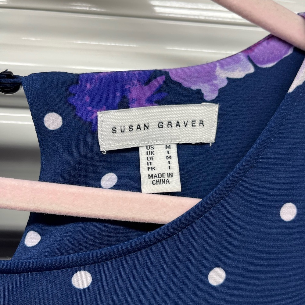 Susan Graver Blue and Purple Sleeveless Dress Size M - Picture 2 of 3